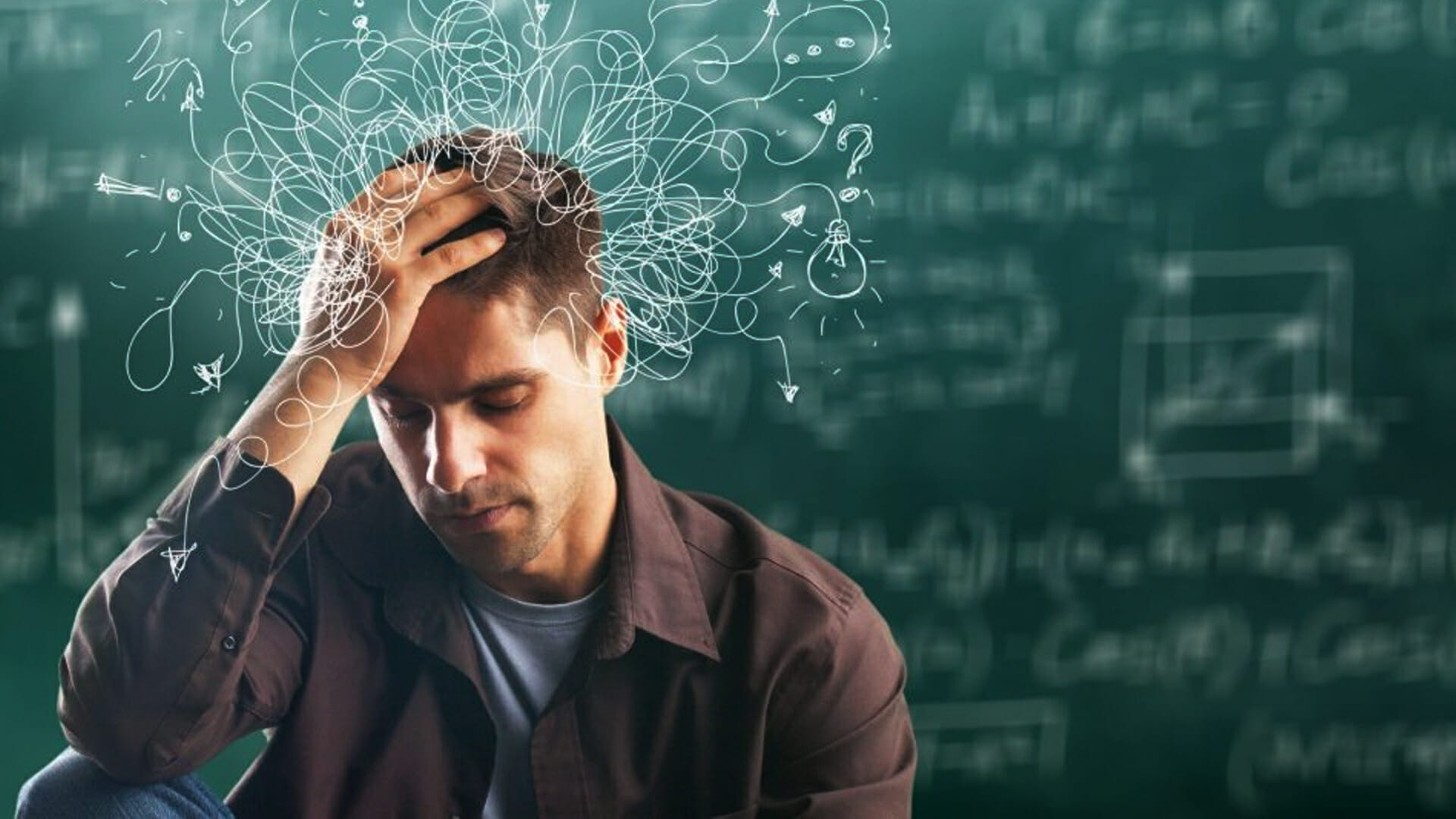Adult appearing distracted and unfocused while displaying possible signs of ADHD that may affect attention and daily activities